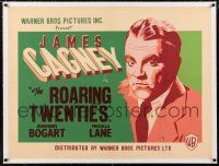 5p016 ROARING TWENTIES linen British quad R40s great head & shoulders art of James Cagney, classic!