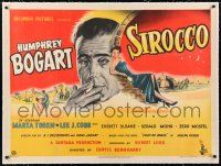 5p017 SIROCCO linen British quad '51 different art of smoking Humphrey Bogart & sexy Marta Toren!