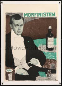 5p037 MORPHINE TAKERS linen Danish '11 great art of drug addict man in tuxedo with drugs & booze!