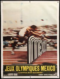 5p251 OLYMPICS IN MEXICO linen French 1p '69 Alberto Isaac's Olimpiada en Mexico, hurdling image!