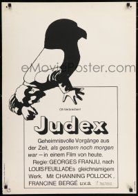 5p141 JUDEX linen German '67 the French master criminal, cool different art by Hans Hillmann!