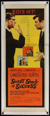 5p003 SWEET SMELL OF SUCCESS linen insert '57 Lancaster as J.J. Hunsecker, Curtis as Sidney Falco!