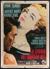 5p235 ROOM AT THE TOP linen Italian 1p '59 different Brini art of Laurence Harvey & Simone Signoret!