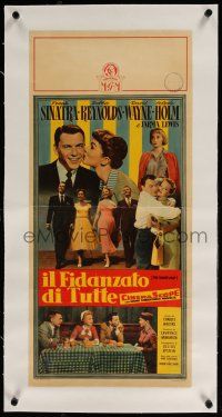 5p058 TENDER TRAP linen Italian locandina '56 Frank Sinatra, Debbie Reynolds, different images!