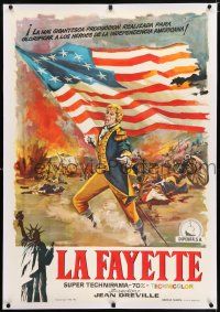 5p032 LAFAYETTE linen Spanish '62 Jean Dreville, great artwork of U.S. Revolutionary War!