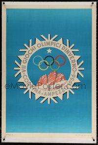 5p165 1956 WINTER OLYMPICS linen 28x40 Italian special poster '56 great Franco Rondinelli art!