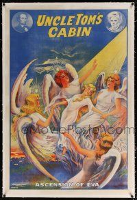 5p154 UNCLE TOM'S CABIN linen 28x42 stage poster '20s stone litho of Ascension of Eva into Heaven!
