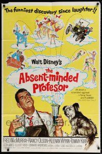 5r034 ABSENT-MINDED PROFESSOR 1sh R67 Walt Disney, Flubber, Fred MacMurray in title role!