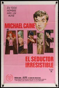 5r041 ALFIE Spanish/U.S. 1sh '66 British cad Michael Caine loves them & leaves them, ask any girl!