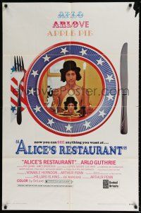 5r042 ALICE'S RESTAURANT R style 1sh '69 Arlo Guthrie, Arthur Penn, musical comedy!