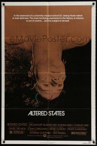 5r047 ALTERED STATES 1sh '80 William Hurt, Paddy Chayefsky, Ken Russell, sci-fi!