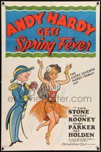 5r052 ANDY HARDY GETS SPRING FEVER style C 1sh '39 different art of Mickey Rooney & Ann Rutherford!