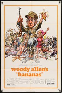 5r071 BANANAS 1sh '71 great artwork of Woody Allen by E.C. Comics artist Jack Davis!