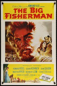 5r095 BIG FISHERMAN 1sh '59 cool artwork of Howard Keel, Susan Kohner & John Saxon!