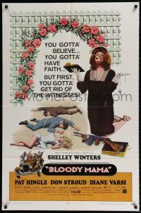 5r118 BLOODY MAMA 1sh '70 Roger Corman, AIP, crazy Shelley Winters w/Bible and tommy gun!