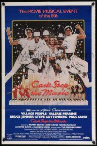 5r159 CAN'T STOP THE MUSIC 1sh '80 great group photo of The Village People & cast in all white!