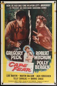5r160 CAPE FEAR 1sh '62 Gregory Peck, Robert Mitchum, Polly Bergen, classic noir!