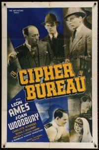 5r196 CIPHER BUREAU 1sh '38 directed by Charles Lamont, cryptographer Leon Ames, Joan Woodbury!