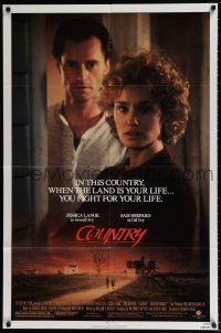 5r215 COUNTRY 1sh '84 farmers Jessica Lange & Sam Shepard fight for their lives!