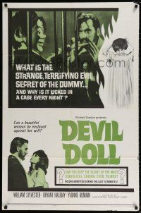 5r243 DEVIL DOLL 1sh '64 wacky ventriloquist dummy horror, what is the terrifying secret!