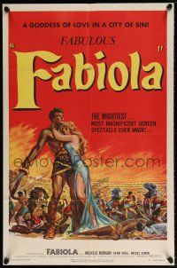 5r303 FABIOLA 1sh '51 sexy Michele Morgan is the Goddess of Love in a city of sin, cool art!
