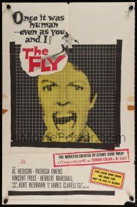 5r326 FLY 1sh '58 classic sci-fi, close up of girl screaming as seen through fly's eyes!