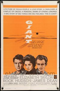 5r374 GIANT 1sh R63 James Dean, Elizabeth Taylor, Rock Hudson, directed by George Stevens!