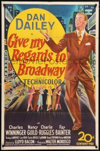 5r388 GIVE MY REGARDS TO BROADWAY 1sh '48 stone litho of Dan Dailey singing & dancing in New York!