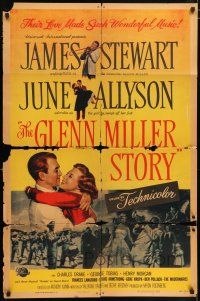 5r390 GLENN MILLER STORY 1sh '54 James Stewart in the title role, June Allyson, Louis Armstrong!