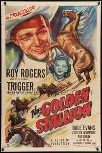 5r396 GOLDEN STALLION 1sh '49 Roy Rogers, Dale Evans, Trigger & The Riders of the Purple Sage!