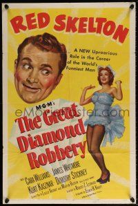 5r413 GREAT DIAMOND ROBBERY 1sh '53 artwork of Red Skelton & sexy Cara Williams!