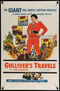 5r428 GULLIVER'S TRAVELS 1sh R57 classic cartoon by Dave Fleischer, great image!