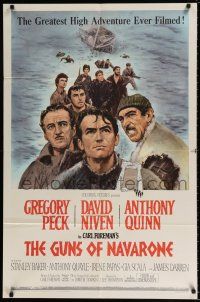 5r435 GUNS OF NAVARONE 1sh '61 Gregory Peck, Niven, Anthony Quinn & Darren, Terpning art!