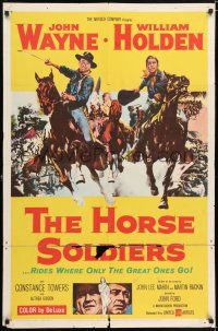 5r482 HORSE SOLDIERS 1sh '59 art of U.S. Cavalrymen John Wayne & William Holden, John Ford