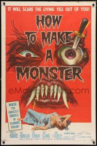 5r489 HOW TO MAKE A MONSTER 1sh '58 ghastly ghouls, it will scare the living yell out of you!