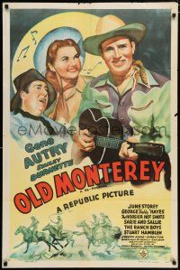 5r508 IN OLD MONTEREY 1sh R40s artwork of Gene Autry & Smiley Burnette + Hoosier Hot Shots!