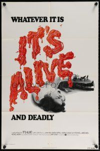 5r528 IT'S ALIVE 1sh '74 Larry Cohen directed horror, cool bloody title!