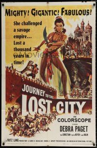 5r541 JOURNEY TO THE LOST CITY 1sh '60 directed by Fritz Lang, art of sexy Arabian Debra Paget!