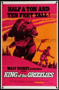 5r559 KING OF THE GRIZZLIES 1sh '70 Walt Disney, great artwork of giant bear!