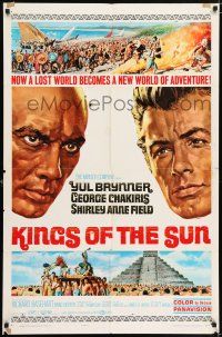 5r562 KINGS OF THE SUN style B 1sh '64 art of Yul Brynner and George Chakiris!