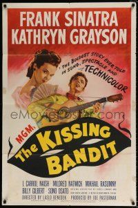 5r567 KISSING BANDIT 1sh '48 art of Frank Sinatra playing guitar & romancing Kathryn Grayson!