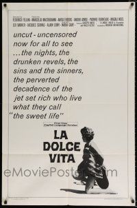5r571 LA DOLCE VITA 1sh R66 Federico Fellini, Marcello Mastroianni, sexy Anita Ekberg!
