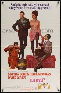 5r580 LADY L style B 1sh '66 art of sexy Sophia Loren, Paul Newman & David Niven!