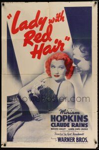 5r584 LADY WITH RED HAIR 1sh '40 great image of sexy Miriam Hopkins & Claude Rains!