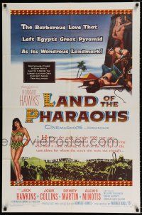 5r587 LAND OF THE PHARAOHS 1sh '55 sexy Egyptian Joan Collins, Howard Hawks!