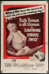 5r615 LIGHTNING STRIKES TWICE 1sh '51 sexy smoking bad girl Ruth Roman is all woman!