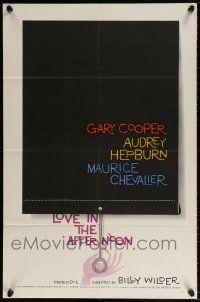 5r642 LOVE IN THE AFTERNOON 1sh '57 Gary Cooper, Audrey Hepburn, Maurice Chevalier!