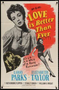 5r643 LOVE IS BETTER THAN EVER 1sh '52 Larry Parks + 3 great images of sexy Elizabeth Taylor!