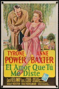 5r649 LUCK OF THE IRISH Spanish/U.S. 1sh '48 Tyrone Power, Anne Baxter, art of leprechaun Cecil Kellaway!
