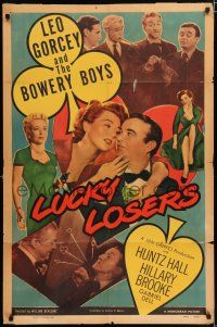 5r650 LUCKY LOSERS 1sh '50 Leo Gorcey, Huntz Hall, Bowery Boys, pretty Hillary Brooke!